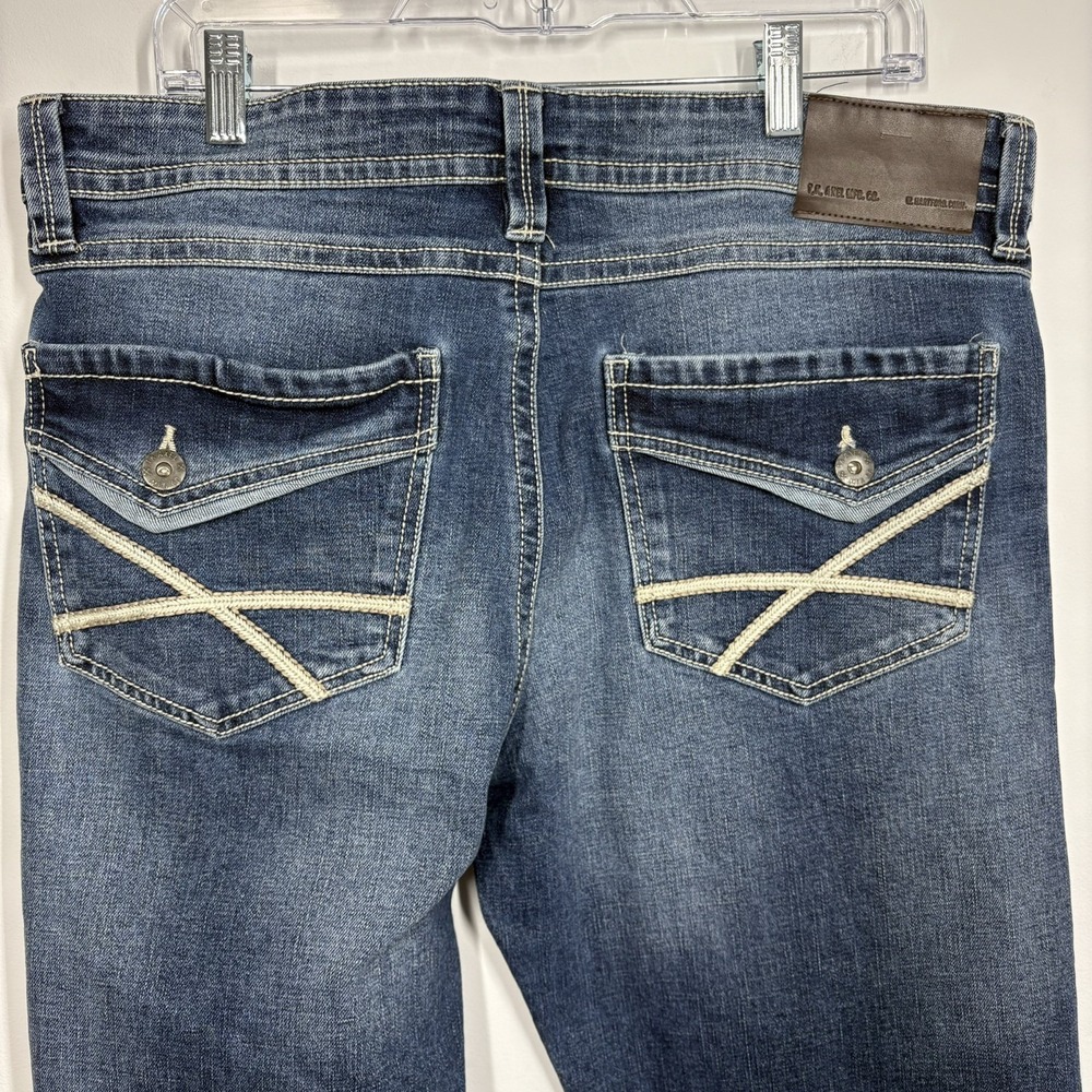 TK Axel Mens Slim Bootcut Jeans Size 38x31* Blue Medium Wash Distressed‎ Denim - Picture 8 of 15